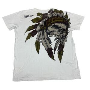 Affliction Native American Head T Shirt Men's Small Y2K